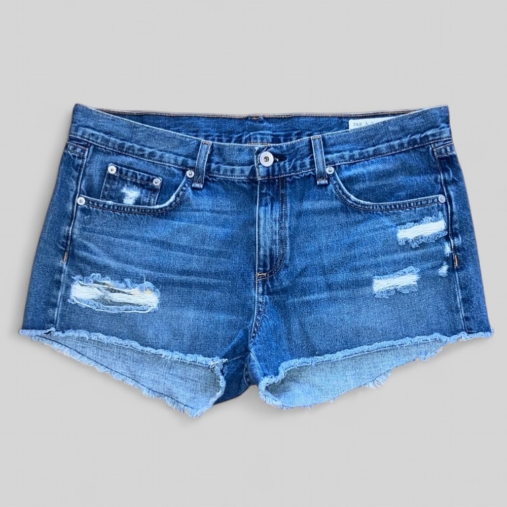 Rag and Bone Blue Jean Ripped Jean Shorts Distressed Women’s Sz 30